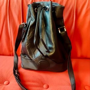 Genuine leather bucket purse